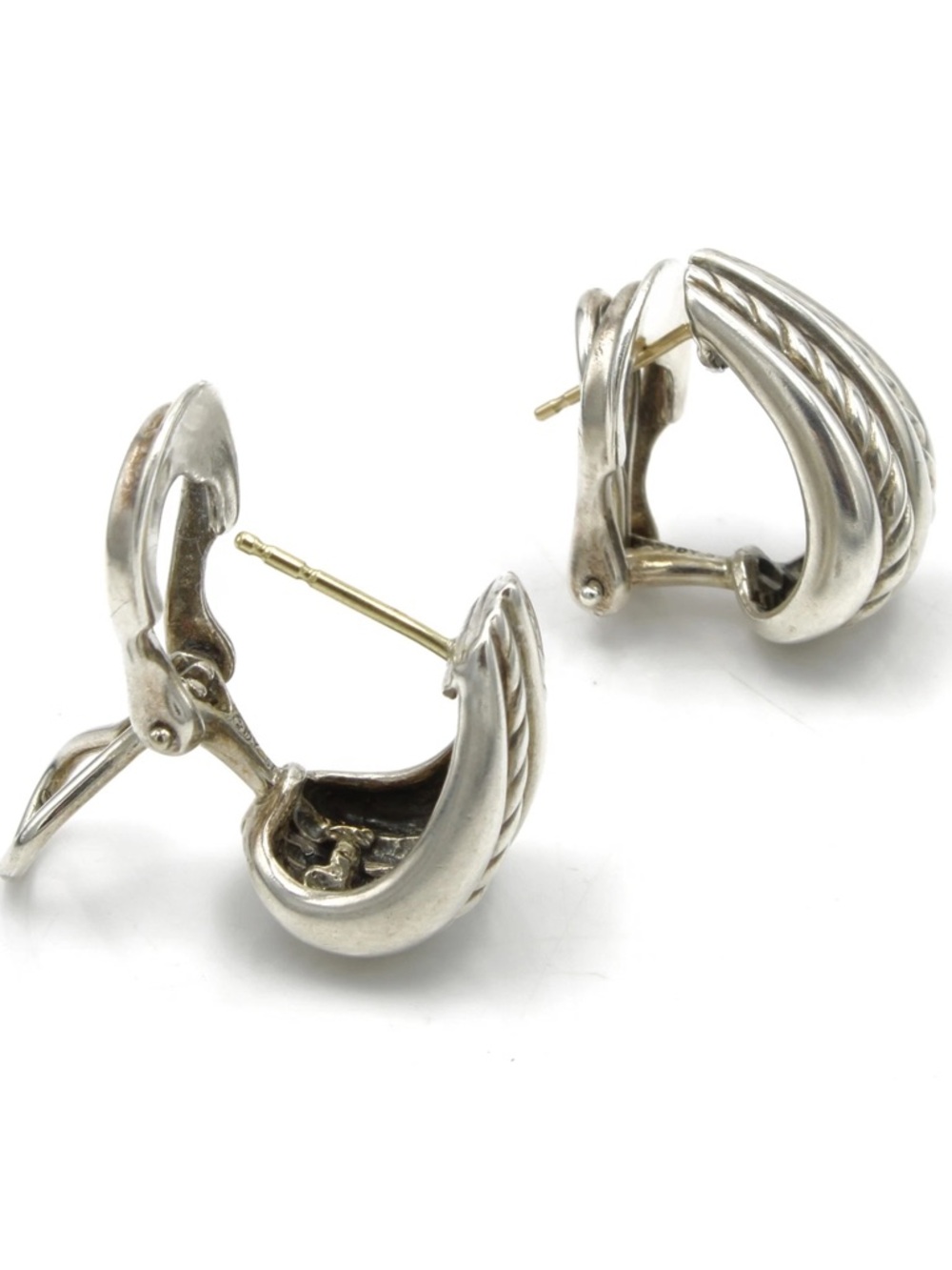 David Yurman sterling silver cable earrings - Picture 2 of 4